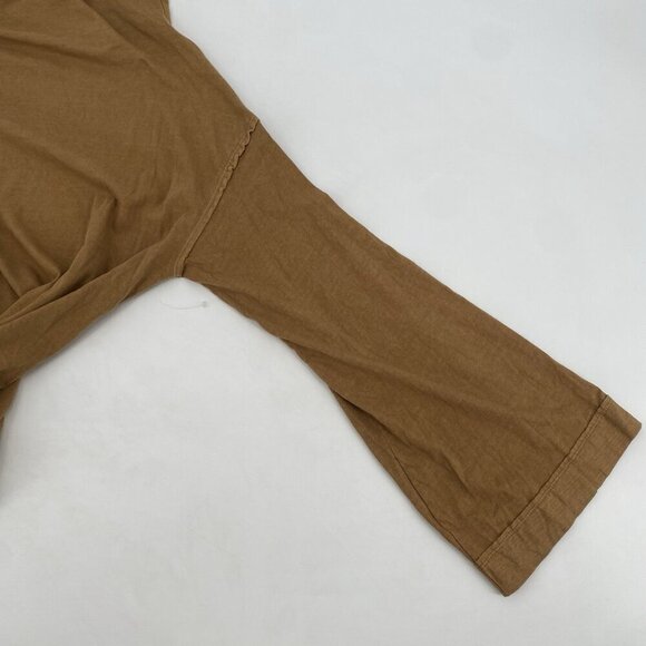 We The Free XS Long Sleeve Tan Cowl Funnel Neck Boxy Oversized Shirt FP Boho - Picture 10 of 12